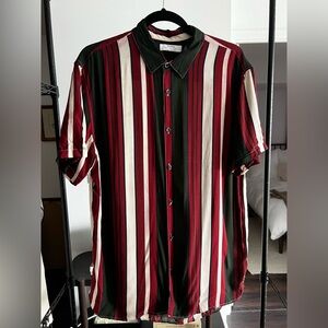 Bershka Black, Forrest green, cream and Red button down